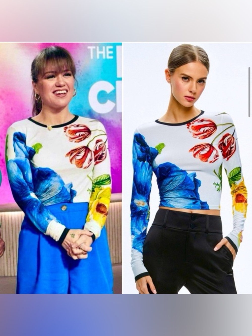 Alice + Olivia Delaina Floral Crewneck Crop Top size M - Picture 4 of 8